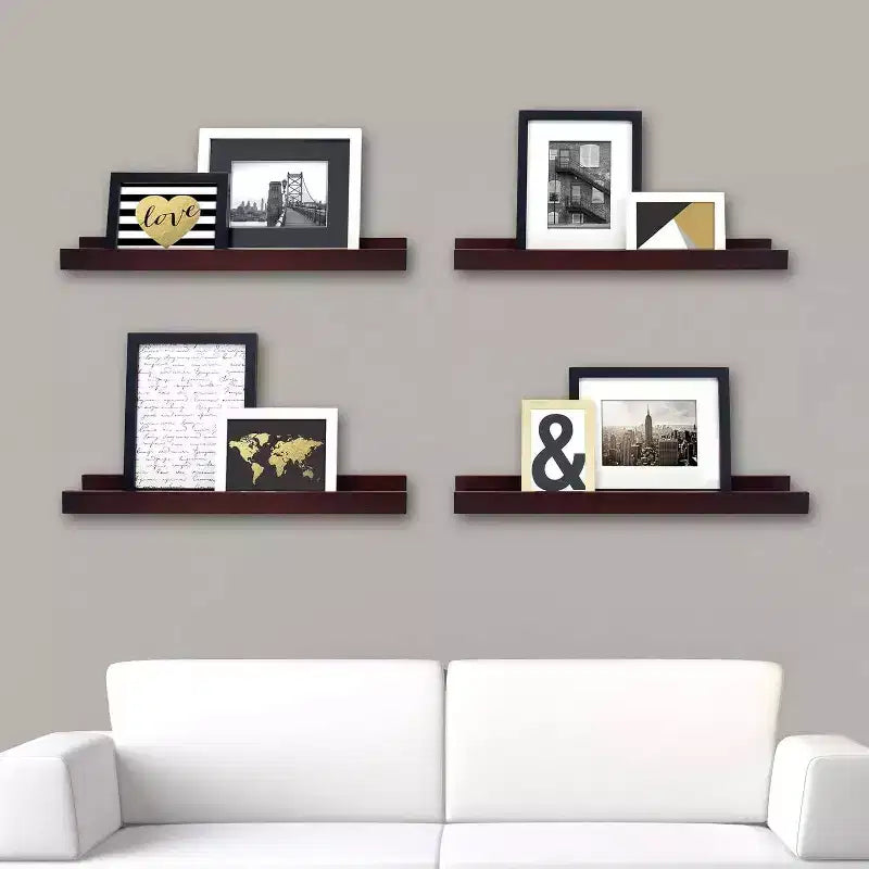 Kiera Grace (Lot de 4) Étagères murales 23"x4" Espresso : Design corniche en MDF, Aucun assemblage, Quincaillerie de fixation incluse