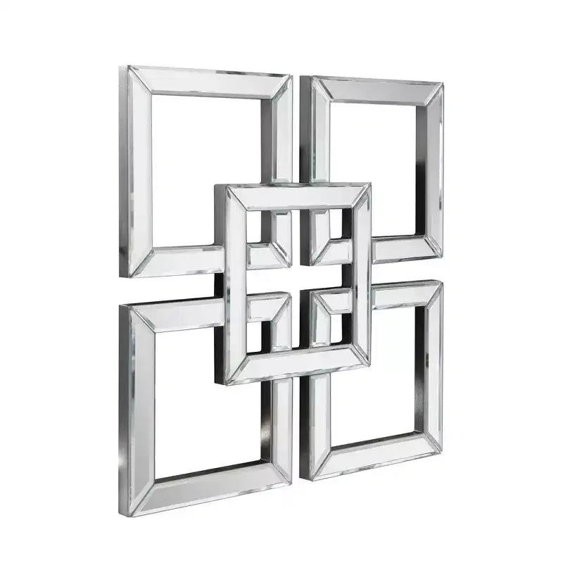 Miroir mural Howard Elliott 16"x16" à carrés superposés : style moderne, MDF et verre
