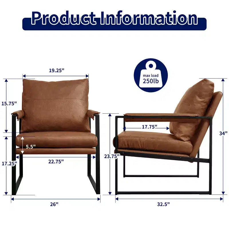 Fauteuil d'appoint moderne rembourré Subrtex avec cadre en métal