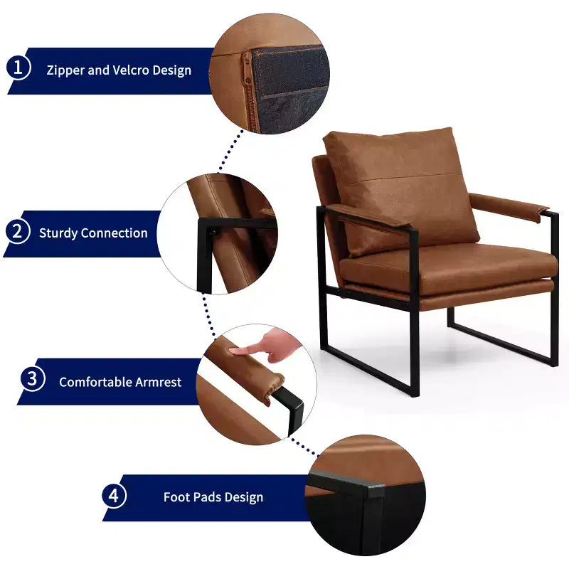 Fauteuil d'appoint moderne rembourré Subrtex avec cadre en métal