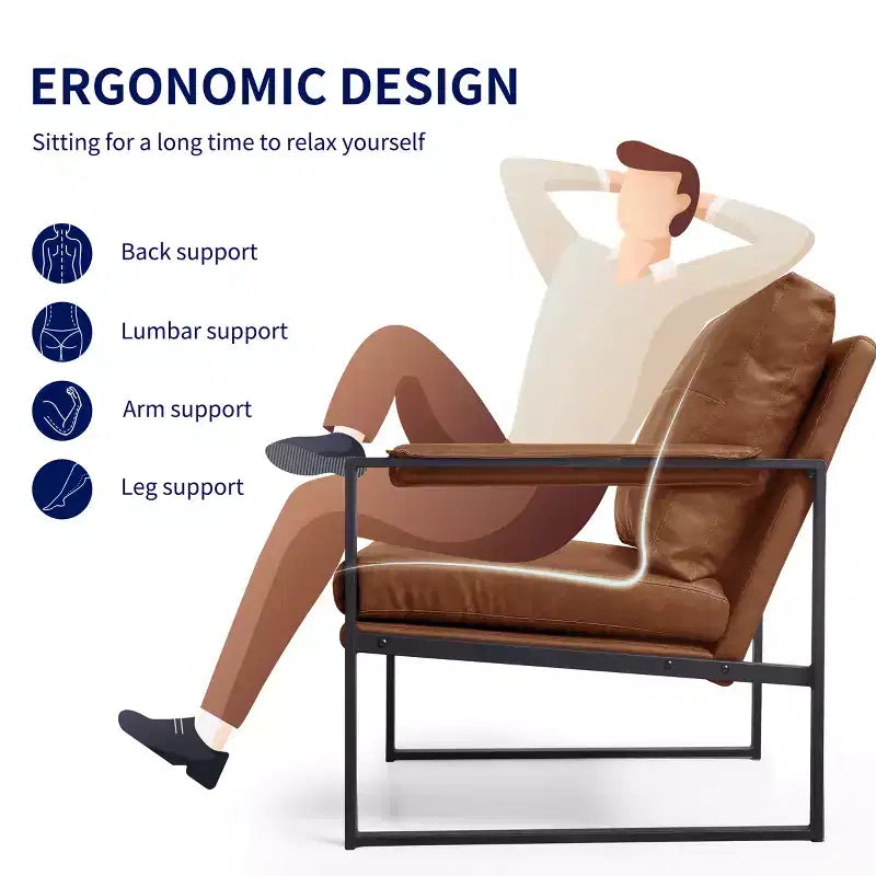 Fauteuil d'appoint moderne rembourré Subrtex avec cadre en métal