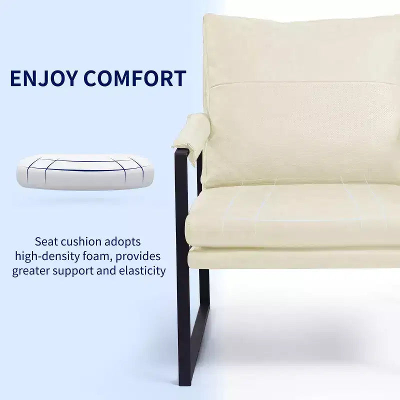 Fauteuil d'appoint moderne rembourré Subrtex avec cadre en métal