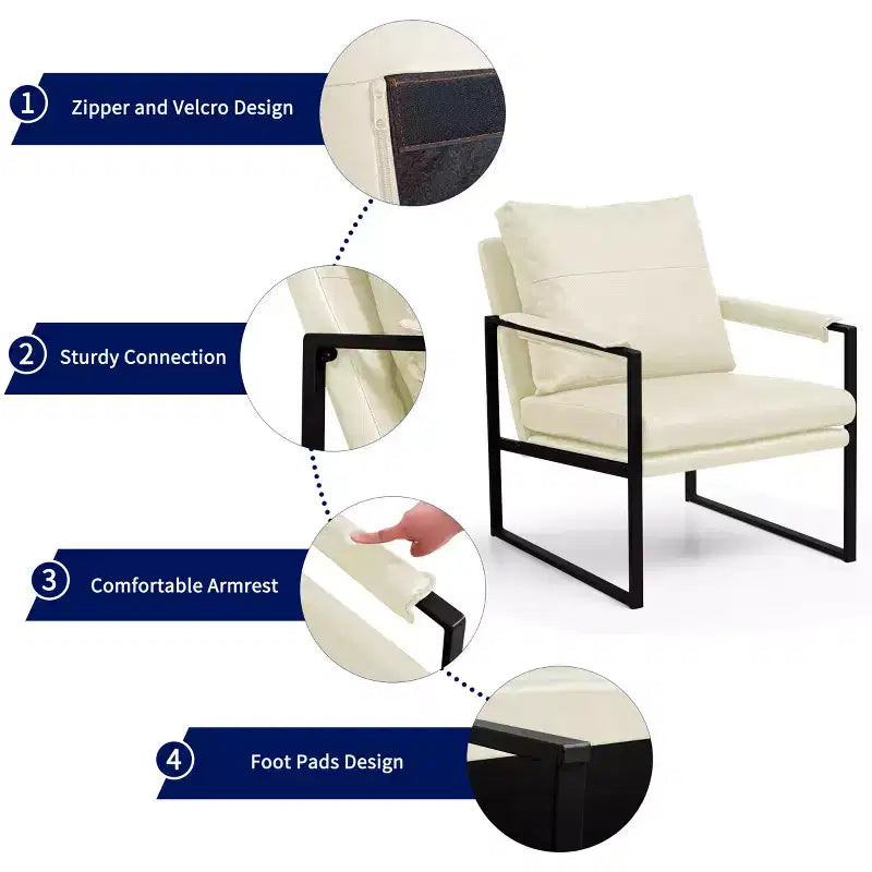 Fauteuil d'appoint moderne rembourré Subrtex avec cadre en métal