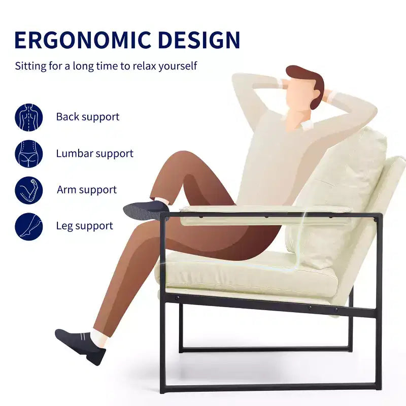 Fauteuil d'appoint moderne rembourré Subrtex avec cadre en métal