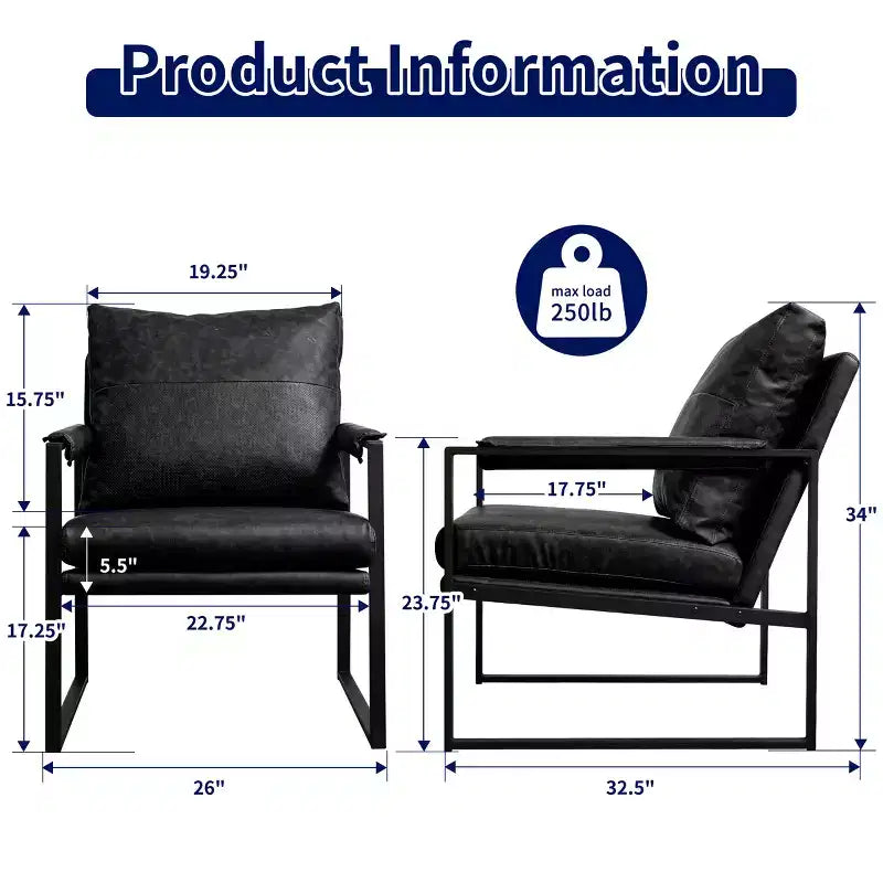 Fauteuil d'appoint moderne rembourré Subrtex avec cadre en métal