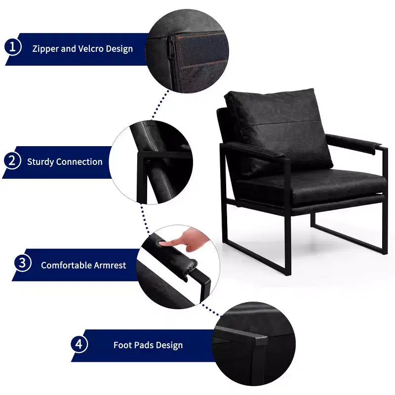 Fauteuil d'appoint moderne rembourré Subrtex avec cadre en métal