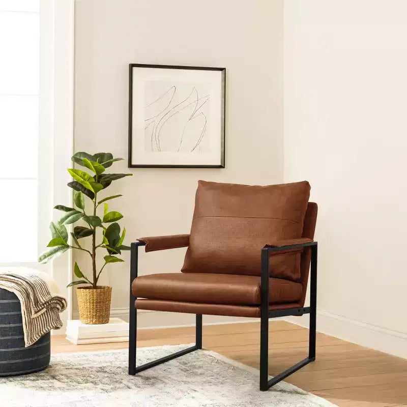 Fauteuil d'appoint moderne rembourré Subrtex avec cadre en métal