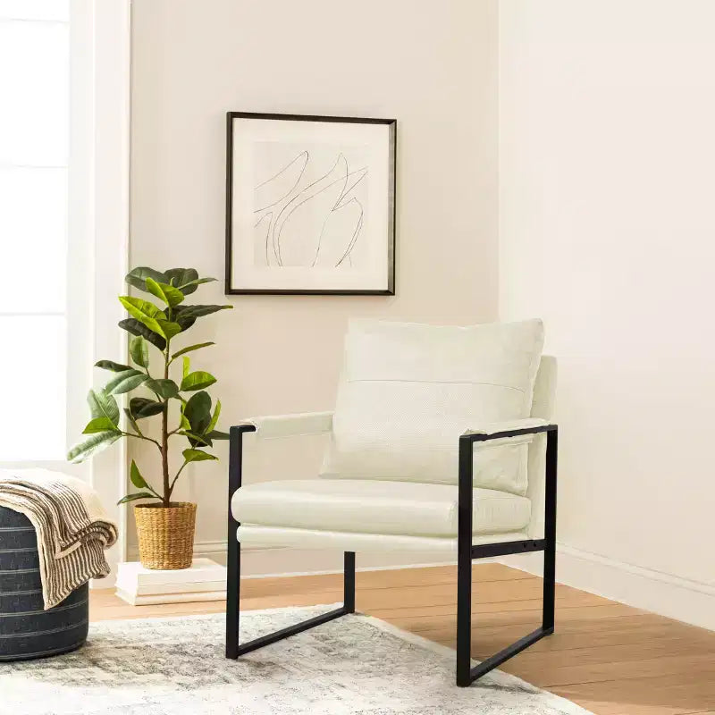 Fauteuil d'appoint moderne rembourré Subrtex avec cadre en métal