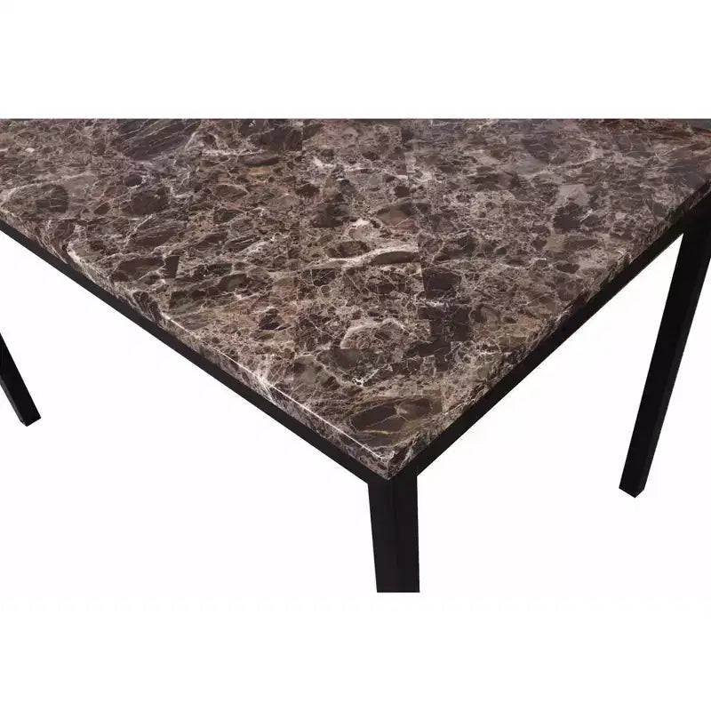 Table à manger Roundhill Furniture Noyes en métal avec plateau laminé effet marbre
