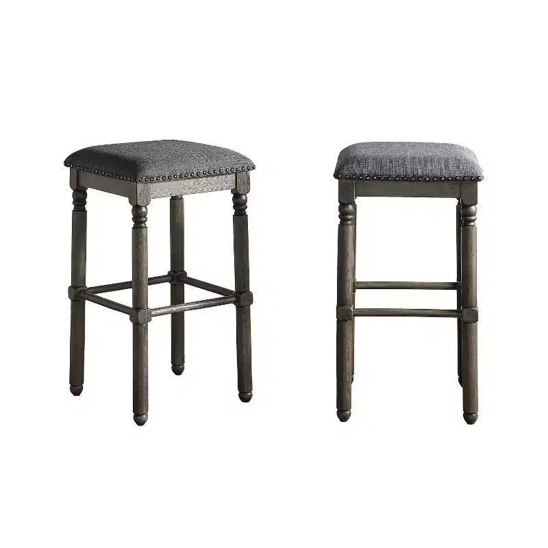 Tabourets de bar rembourrés gris Arnhem de Roundhill Furniture, lot de 2