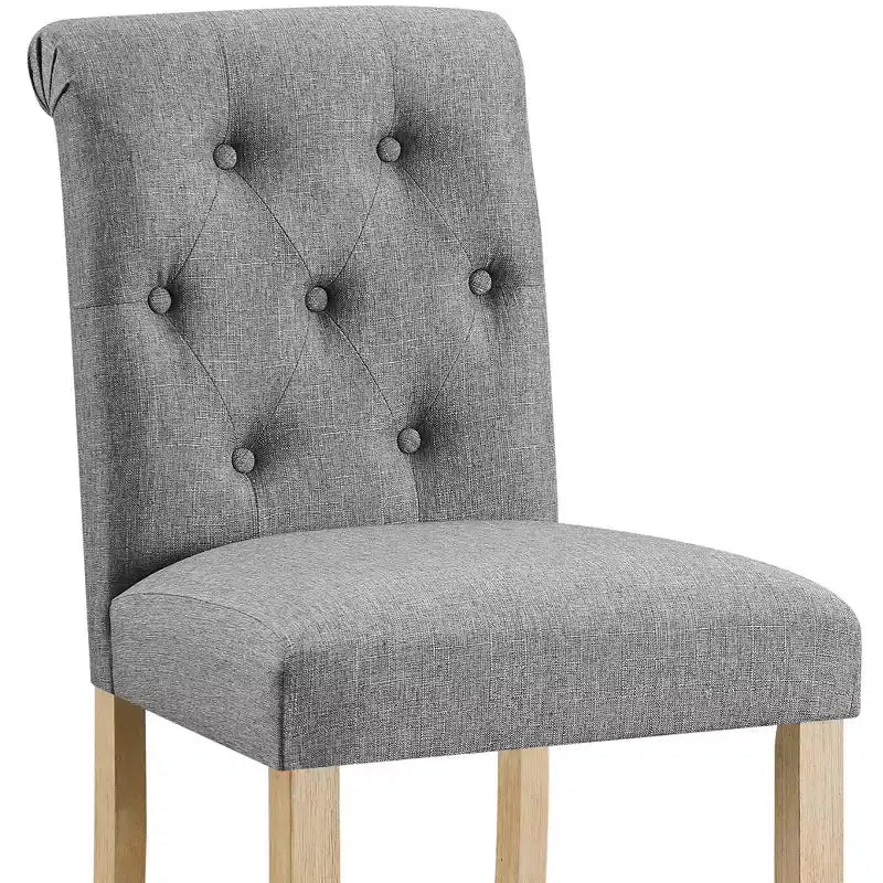 Tabourets en bois massif Siena de Roundhill Furniture, hauteur comptoir, dossier capitonné, gris, lot de 2