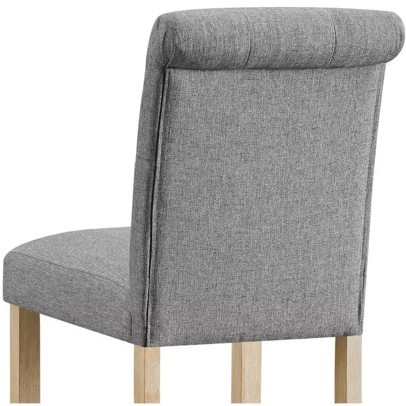 Tabourets en bois massif Siena de Roundhill Furniture, hauteur comptoir, dossier capitonné, gris, lot de 2