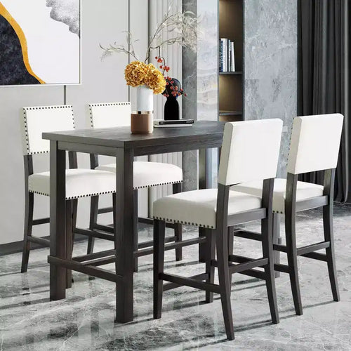 Whisen 5-Piece Counter Height Dining Set with Classic Elegant Table and 4 Chairs