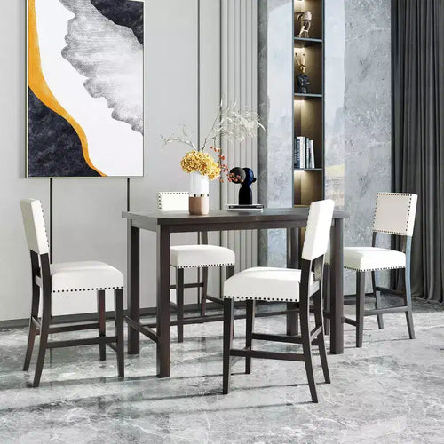 Ensemble de salle à manger 5 pièces à hauteur de comptoir avec table élégante classique et 4 chaises