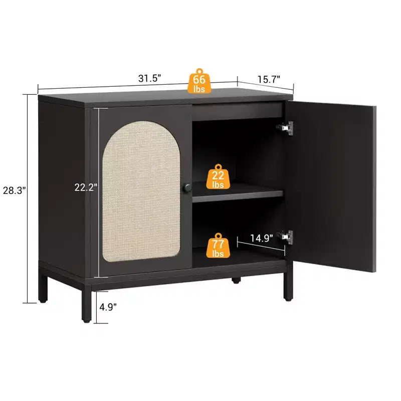 Whizmax Buffet avec Rangement, Meuble de Rangement de Cuisine avec Portes en Rotin, Buffet d'Appoint, Console de Salon