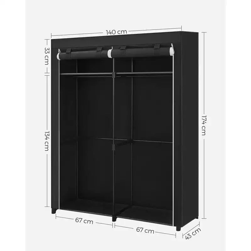 SONGMICS Armoire de Penderie, Armoire Portable pour Chambre, Tringle à Vêtements avec Housse en Tissu Non Tissé, Organisateur de Rangement pour Vêtements, 140 x 43 x 174 cm