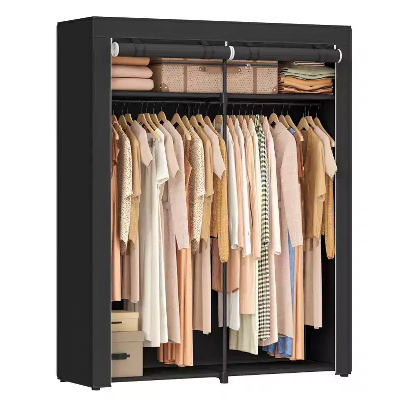 SONGMICS Armoire de Penderie, Armoire Portable pour Chambre, Tringle à Vêtements avec Housse en Tissu Non Tissé, Organisateur de Rangement pour Vêtements, 140 x 43 x 174 cm