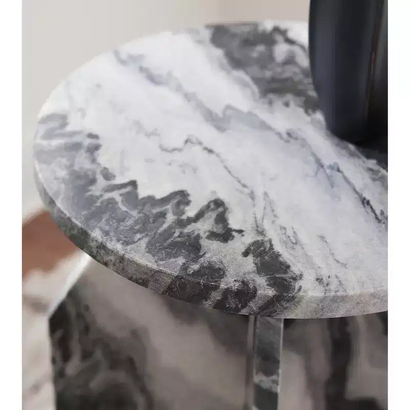 Table d'appoint Signature Design by Ashley Wrenlane en marbre naturel noir, blanc et taupe