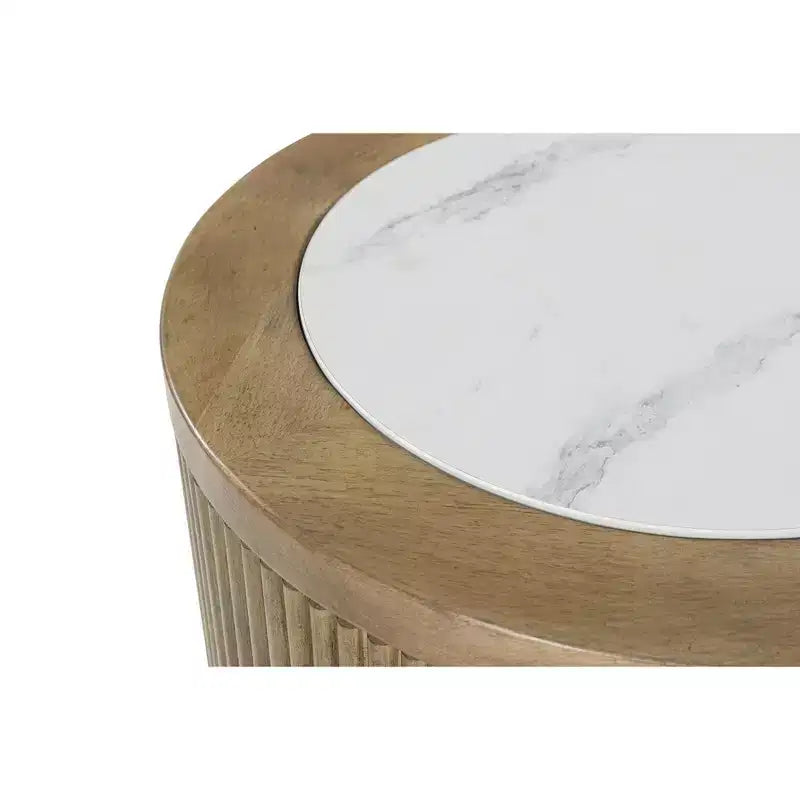 Table d'appoint ronde Camdill de Signature Design by Ashley avec plateau imitation marbre, brun clair