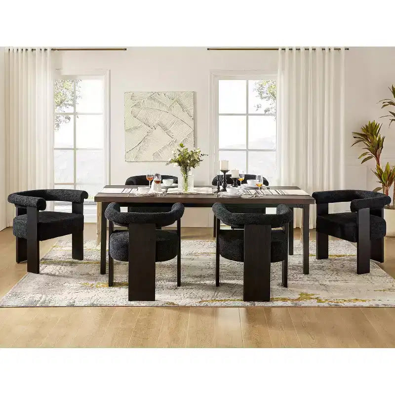 Chaises de salle à manger Gerry Boucle (lot de 6) avec dossier rond et solide | ART OF LIVING DESIGNS