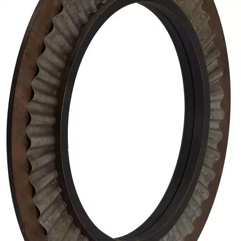 Miroir soleil en métal avec cadre en bois, marron