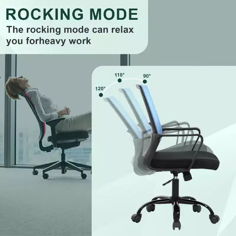 Chaise de bureau BestMassage - Chaise d'ordinateur en maille avec support lombaire et pivotante à 360° - Chaise pivotante de bureau moderne