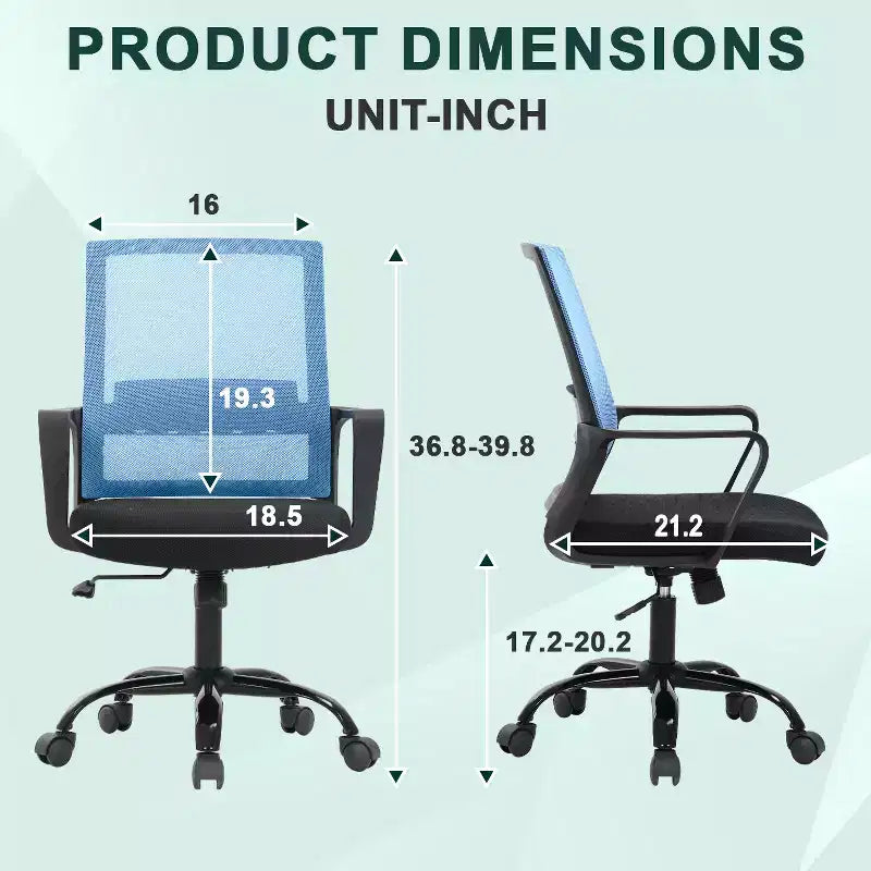 Chaise de bureau BestMassage - Chaise d'ordinateur en maille avec support lombaire et pivotante à 360° - Chaise pivotante de bureau moderne