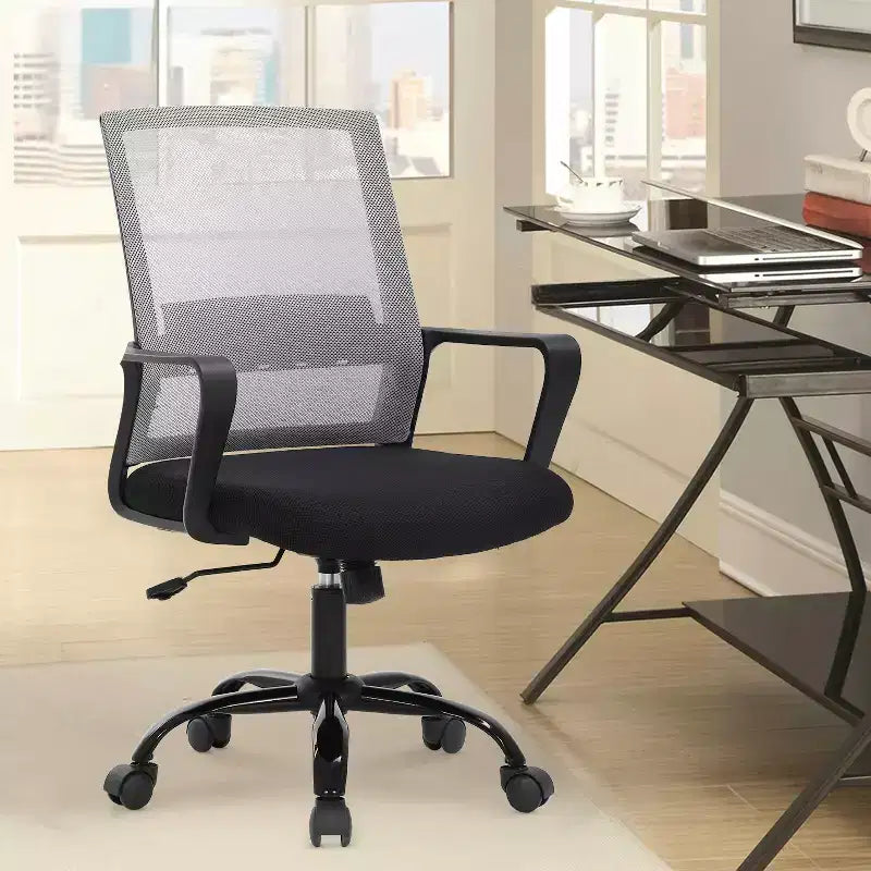Chaise de bureau BestMassage - Chaise d'ordinateur en maille avec support lombaire et pivotante à 360° - Chaise pivotante de bureau moderne