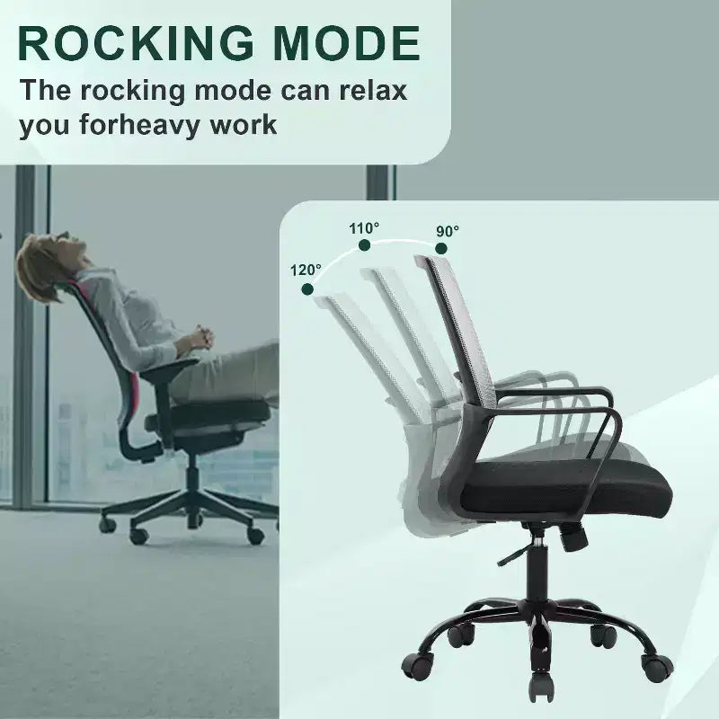 Chaise de bureau BestMassage - Chaise d'ordinateur en maille avec support lombaire et pivotante à 360° - Chaise pivotante de bureau moderne
