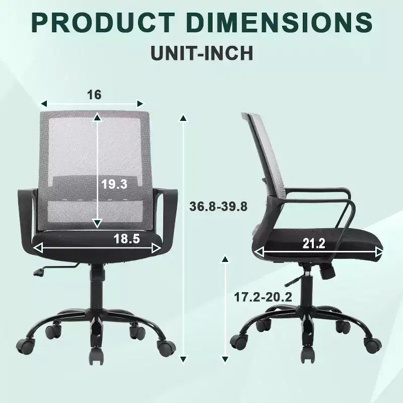 Chaise de bureau BestMassage - Chaise d'ordinateur en maille avec support lombaire et pivotante à 360° - Chaise pivotante de bureau moderne