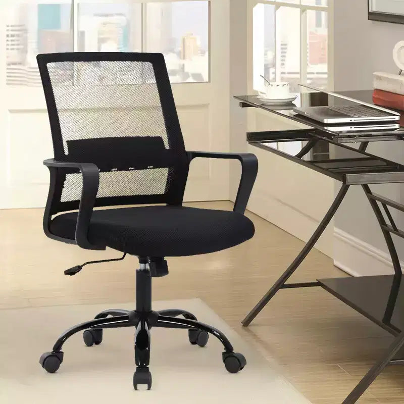 Chaise de bureau BestMassage - Chaise d'ordinateur en maille avec support lombaire et pivotante à 360° - Chaise pivotante de bureau moderne