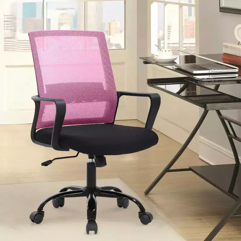 Chaise de bureau BestMassage - Chaise d'ordinateur en maille avec support lombaire et pivotante à 360° - Chaise pivotante de bureau moderne
