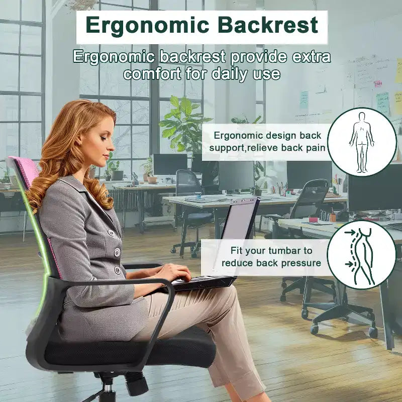 Chaise de bureau BestMassage - Chaise d'ordinateur en maille avec support lombaire et pivotante à 360° - Chaise pivotante de bureau moderne