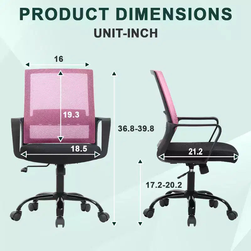 Chaise de bureau BestMassage - Chaise d'ordinateur en maille avec support lombaire et pivotante à 360° - Chaise pivotante de bureau moderne