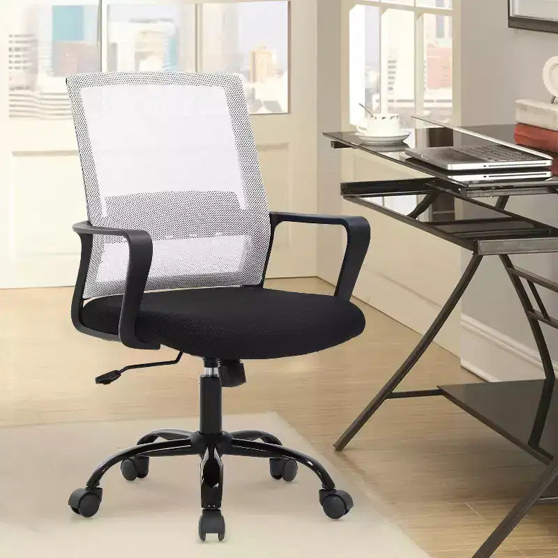 Chaise de bureau BestMassage - Chaise d'ordinateur en maille avec support lombaire et pivotante à 360° - Chaise pivotante de bureau moderne