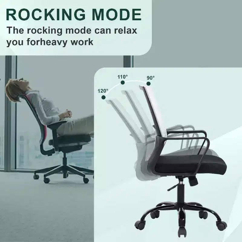 Chaise de bureau BestMassage - Chaise d'ordinateur en maille avec support lombaire et pivotante à 360° - Chaise pivotante de bureau moderne