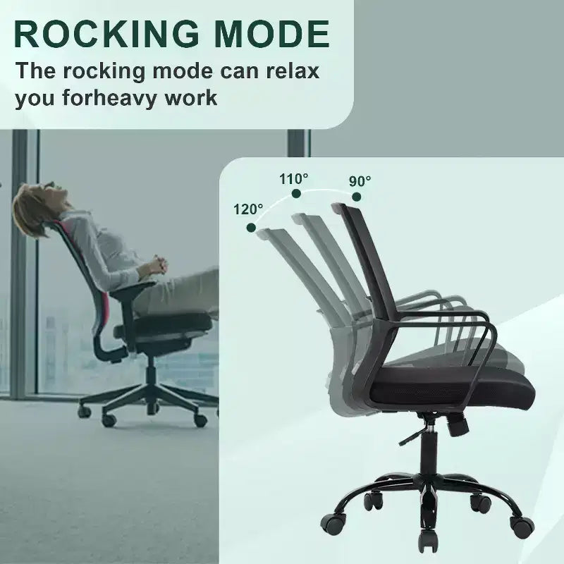 Chaise de bureau BestMassage - Chaise d'ordinateur en maille avec support lombaire et pivotante à 360° - Chaise pivotante de bureau moderne