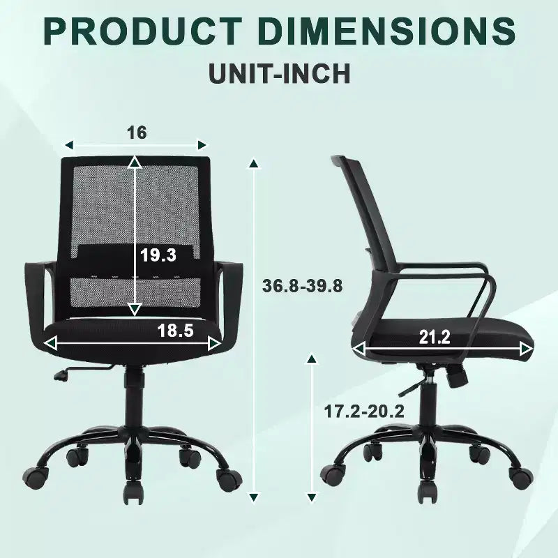 Chaise de bureau BestMassage - Chaise d'ordinateur en maille avec support lombaire et pivotante à 360° - Chaise pivotante de bureau moderne