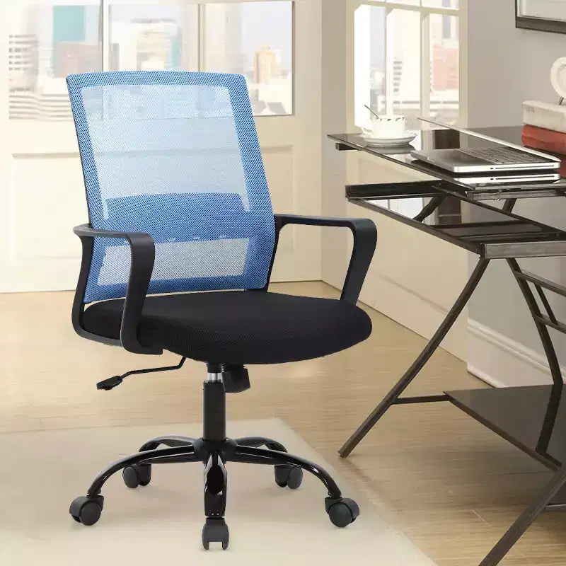 Chaise de bureau BestMassage - Chaise d'ordinateur en maille avec support lombaire et pivotante à 360° - Chaise pivotante de bureau moderne