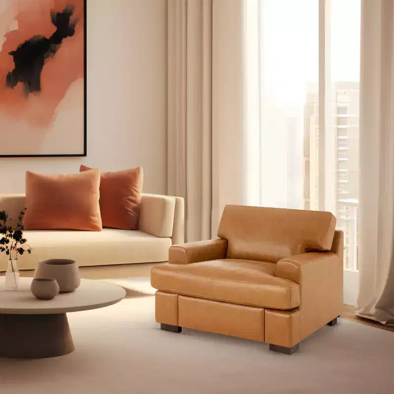 Fauteuil d'appoint en cuir véritable Home Imports Emporium