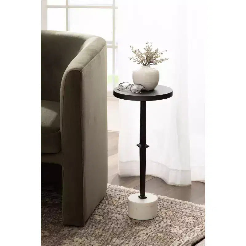 Table d'appoint piédestal Lazaro Kate and Laurel, 25,4x25,4x55,8 cm, Bronze et marbre