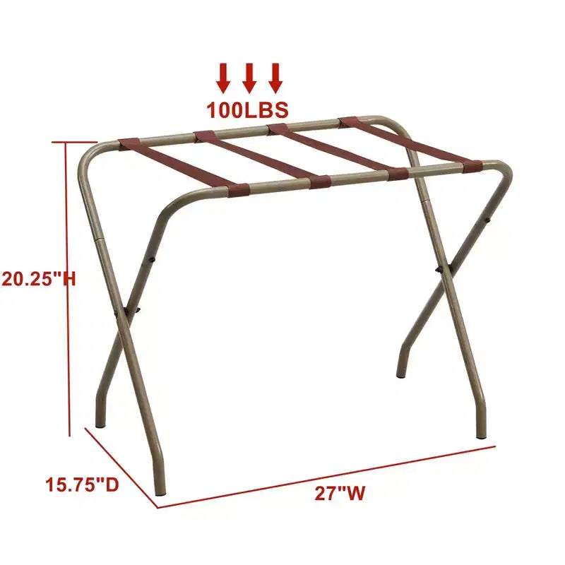 Kings Brand Furniture Anderson porte-bagages pliant, élégant support à valise, or