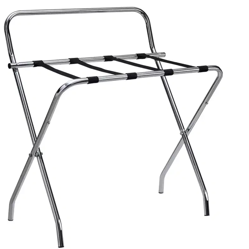 Kings Brand Furniture Ludlow – Porte-bagages pliant, support de valise élégant, dossier haut, chrome