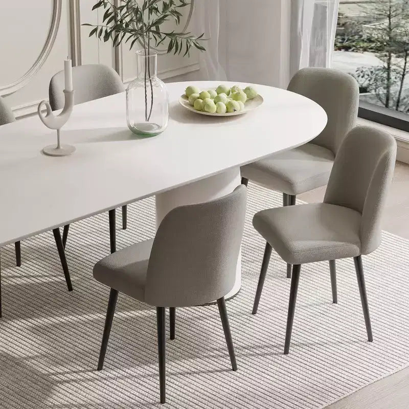 Chaises de salle à manger Pexfix en lin avec pieds noirs, lot de 2