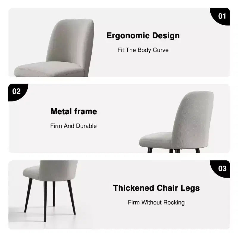 Chaises de salle à manger Pexfix en lin avec pieds noirs, lot de 2