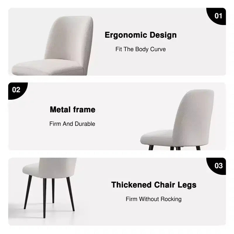 Chaises de salle à manger Pexfix en lin avec pieds noirs, lot de 2