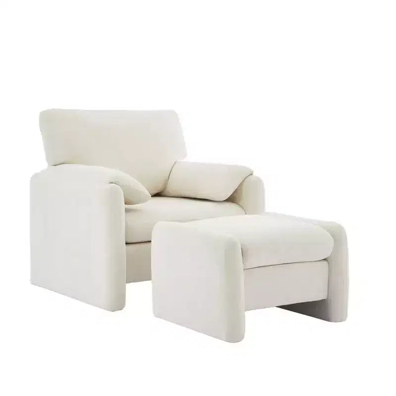 Fauteuil d'appoint HYLEORY Chenille 92,48 cm avec pouf, fauteuil de salon confortable et surdimensionné, fauteuil rembourré pour salon, chambre, bureau, appartement