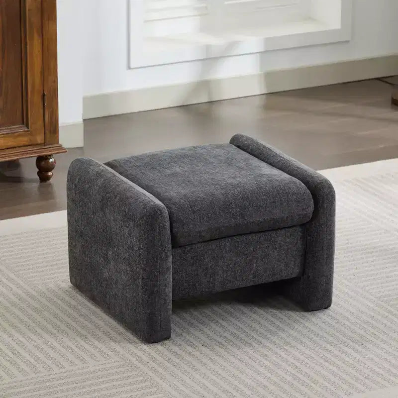 Fauteuil d'appoint HYLEORY Chenille 92,48 cm avec pouf, fauteuil de salon confortable et surdimensionné, fauteuil rembourré pour salon, chambre, bureau, appartement