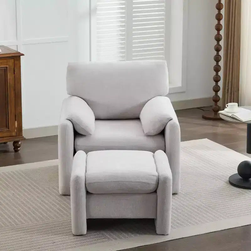 Fauteuil d'appoint HYLEORY Chenille 92,48 cm avec pouf, fauteuil de salon confortable et surdimensionné, fauteuil rembourré pour salon, chambre, bureau, appartement