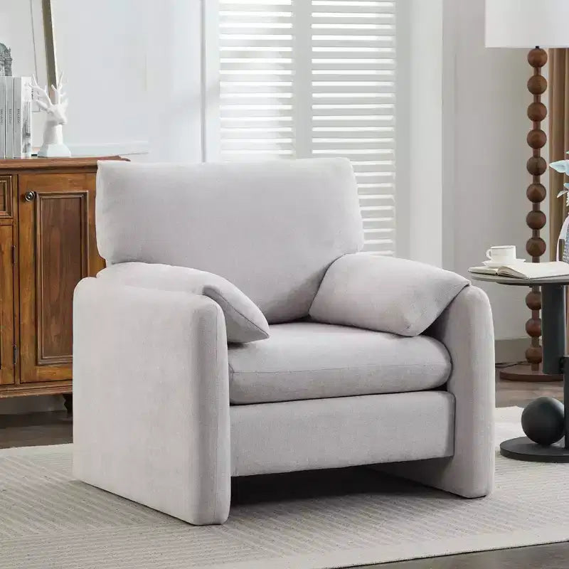 Fauteuil d'appoint HYLEORY Chenille 92,48 cm avec pouf, fauteuil de salon confortable et surdimensionné, fauteuil rembourré pour salon, chambre, bureau, appartement